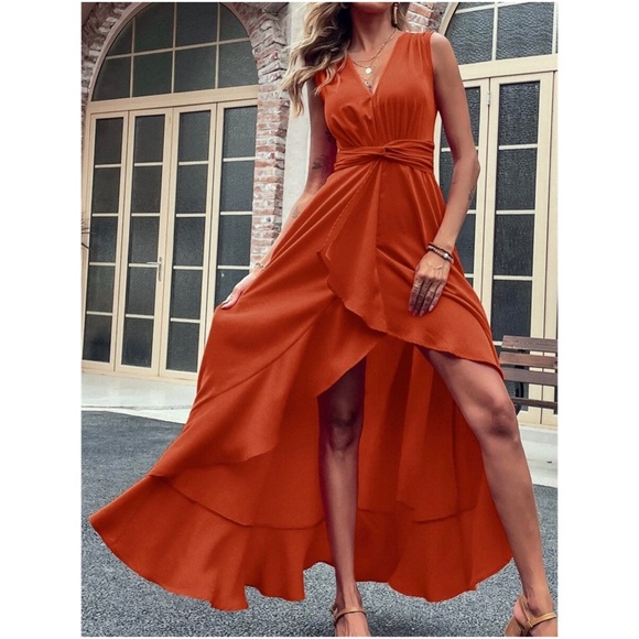 BellanBlue Dresses & Skirts - Luxurious Sleeveless High Low Ruffle Maxi Dress